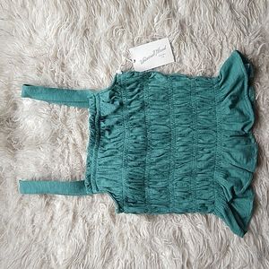 Universal Thread Green Crop Rutched Ruffle Tank Top Shirt  M
